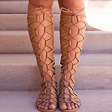 Gladiator Sandals for Womens Knee High Flat Sandals