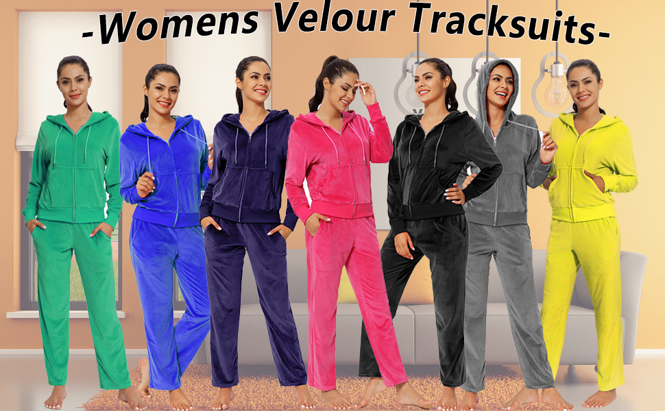 purple velvet tracksuit for women set
