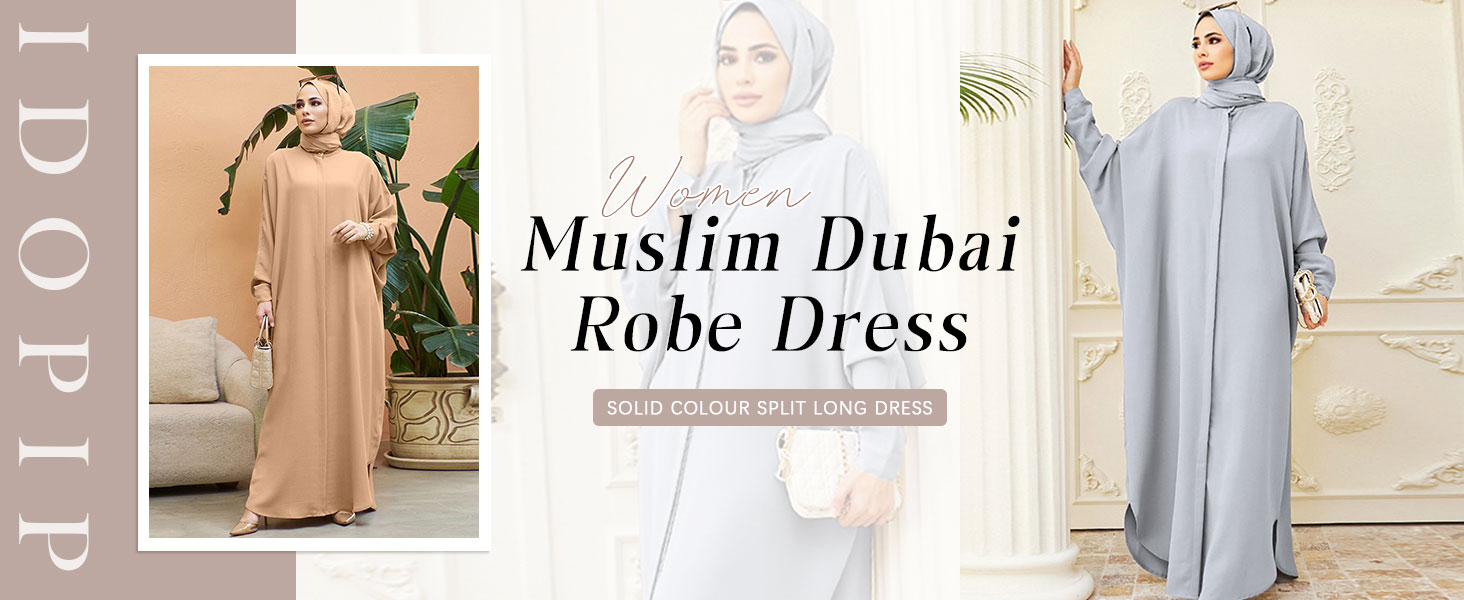 Muslim Dress Ramadan Dress for Women Button Down Shirt Dress Islamic Dubai Kaftan Prayer Clothing