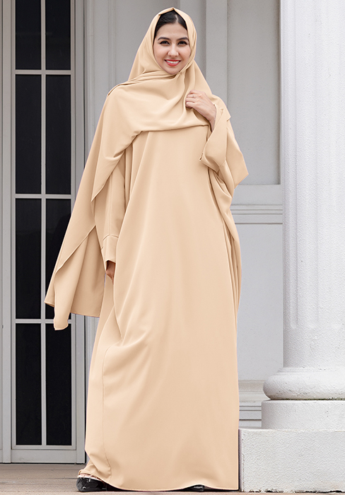 Muslim Dress for Women Solid Kaftan Robe Dress