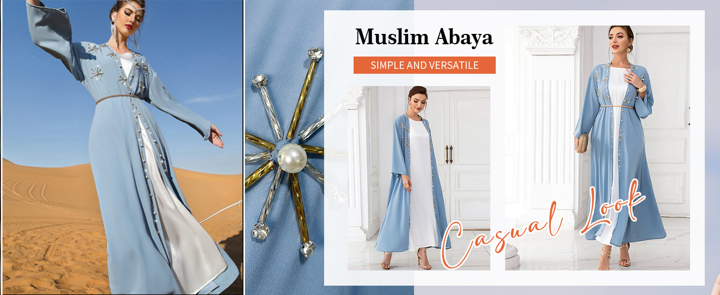 Muslim Dresses for Women Muslim Cardigan Abayas Open Front Cardigan Islamic Dubai Robe Kaftan Dress